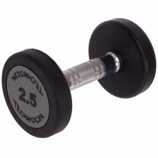 Гантель цільна професійна з поліуретановим покриттям TECHNOGYM LN-1254-2_5 1шт 2,5кг чорний-сірий