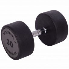 Гантель цільна професійна з поліуретановим покриттям TECHNOGYM LN-1254-30 1шт 30кг чорний-сірий