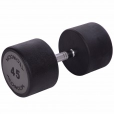 Гантель цільна професійна з поліуретановим покриттям TECHNOGYM LN-1254-45 1шт 45кг чорний-сірий