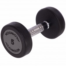 Гантель цільна професійна з поліуретановим покриттям TECHNOGYM LN-1254-5 1шт 5кг чорний-сірий