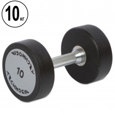 Гантель цільна професійна з поліуретановим покриттям TECHNOGYM TG-1834-10 1шт 10кг чорний-сірий