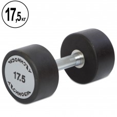 Гантель цільна професійна з поліуретановим покриттям TECHNOGYM TG-1834-17_5 1шт 17,5кг чорний-сірий