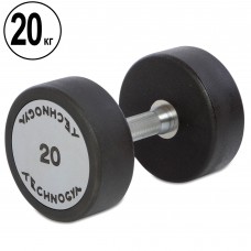Гантель цільна професійна з поліуретановим покриттям TECHNOGYM TG-1834-20 1шт 20кг чорний-сірий