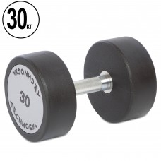 Гантель цільна професійна з поліуретановим покриттям TECHNOGYM TG-1834-30 1шт 30кг чорний-сірий