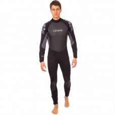 Гідрокостюм довгий чоловічий LEGEND PL-6539-3 розмір XS-XXL 3мм чорний-сірий