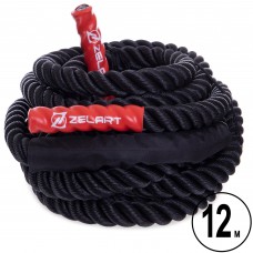 Канат для кросфіту Combat Battle Rope Zelart FI-2597-12 12м чорний