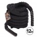 Канат для кросфіту в захисному рукаві Combat Battle Rope BATTLE ROPE Zelart FI-5719-12 12м чорній