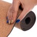 Килимок для йоги корковий каучуковий Yoga mat Record FI-7156-2 183x61мx0.4cм з принтом Чакри коричневий