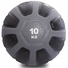 Медбол м'яч медичний Medicine Ball Zelart FI-0898-10 10кг чорний-сірий