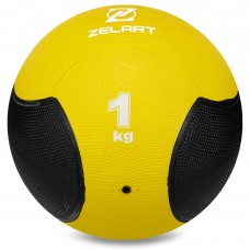 Медбол м'яч медичний Medicine Ball Zelart FI-5121-1 1кг жовтий-чорний