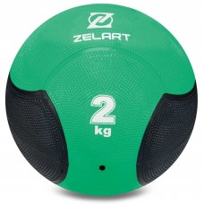 Медбол м'яч медичний Medicine Ball Zelart FI-5121-2 2кг зелений-чорний