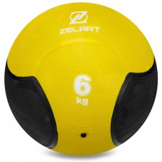 Медбол м'яч медичний Medicine Ball Zelart FI-5121-6 6кг жовтий-чорний