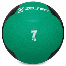 Медбол м'яч медичний Medicine Ball Zelart FI-5121-7 7кг зелений-чорний