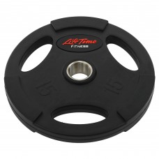 Млинці диски гумові з потрійним хватом та металевою втулкою LIFE FITNESS SC-80154B-15 51мм 15кг чорний