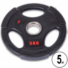 Млинці диски гумові з потрійним хватом та металевою втулкою LIFE FITNESS SC-80154B-5 51мм 5кг чорний
