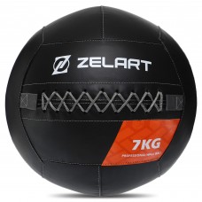 М'яч набивний медичний для кросфіту WALL BALL Zelart TA-7822-7 вага-7кг чорний