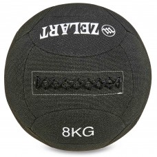 М'яч набивний медичний для кросфіту в кевларовій оболонці WALL BALL WALL BALL Zelart FI-7224-8 8кг чорний