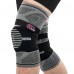 Наколінник бандаж еластичний з фіксуючим ременем KNEE BRACE EZOUS A-07 2шт M-XL сірий-чорний
