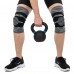 Наколінник бандаж еластичний з фіксуючим ременем KNEE BRACE EZOUS A-07 2шт M-XL сірий-чорний