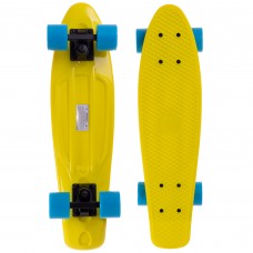 Пенні борд Penny Board круїзер пластиковий 22" FISH SK-401-4 жовтий-чорний-блакитний