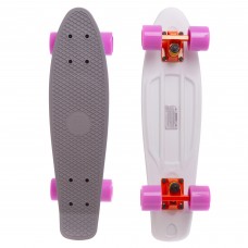 Пенні борд Penny Board круїзер пластиковий RUBBER SOFT 22" FISH SK-410-1 сірий-білий