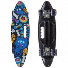 Пенні борд Penny Board круїзер пластиковий з колесами які світяться та ручкою для перенесення 24" SP-Sport SK-885-1 синій-чорний