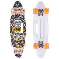 Пенні борд Penny Board круїзер пластиковий з колесами які світяться та ручкою для перенесення 24" SP-Sport SK-885-4 чорний-білий
