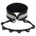 Пояс атлетичний для обтяження шкіряний з ланцюгом та карабіном EZOUS SOFT DIP BELT N-05 спинка-19см чорний-сірий