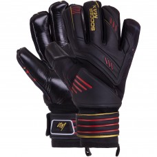 Рукавиці воротарські професійні із захистом пальців SOCCERMAX GK-003 розмір 7-11 чорний-червоний