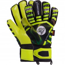 Рукавиці воротарські професійні із захистом пальців SOCCERMAX GK-004 розмір 7-11 жовтий-чорний-салатовий