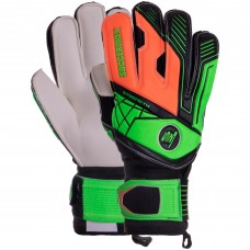 Рукавиці воротарські професійні із захистом пальців SOCCERMAX GK-009 розмір 7-11 салатовий-помаранчевий-чорний