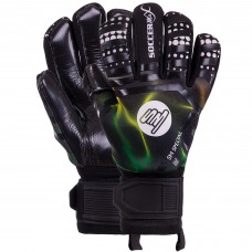 Рукавиці воротарські професійні із захистом пальців SOCCERMAX GK-015 розмір 7-11 салатовий-чорний