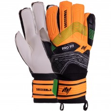 Рукавиці воротарські професійні із захистом пальців SOCCERMAX GK-024 розмір 7-11 помаранчевий-чорний