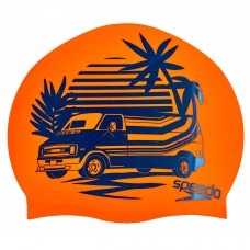 Шапочка для плавання силіконова для дорослих SPEEDO SLOGAN PRINT 808385C859 помаранчевий-синій