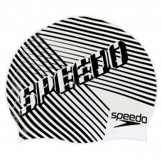 Шапочка для плавання силіконова юніорська SPEEDO JUNIOR SLOGAN PRINT 8083863899 чорний-білий