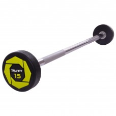 Штанга фіксована пряма поліуретанова Zelart Urethane Barbell TA-2689-15 довжина-104см 15кг чорний-салатовий