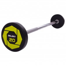 Штанга фіксована пряма поліуретанова Zelart Urethane Barbell TA-2689-20 довжина-104см 20кг чорний-салатовий