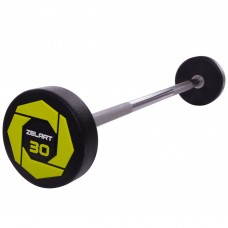 Штанга фіксована пряма поліуретанова Zelart Urethane Barbell TA-2689-30 довжина-107см 30кг чорний-салатовий