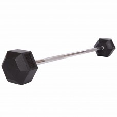 Штанга фіксована пряма прогумована Record Rubber Hexagon Barbell TA-6230-25 довжина-95см 25кг чорний