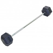Штанга фіксована пряма прогумована Record Rubber Hexagon Barbell TA-6230-35 довжина-95см 35кг чорний