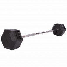 Штанга фіксована пряма прогумована Record Rubber Hexagon Barbell TA-6230-45 довжина-95см 45кг чорний