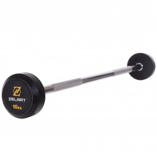 Штанга фіксована пряма прогумована Zelart Rubber Coated Barbell TA-2685-10 довжина-95см 10кг чорний