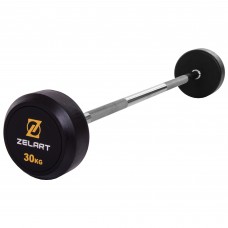 Штанга фіксована пряма прогумована Zelart Rubber Coated Barbell TA-2685-30 довжина-95см 30кг чорний