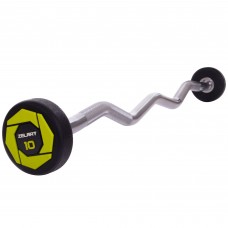 Штанга фіксована вигнута поліуретанова Zelart Urethane Barbell TA-2690-10 довжина-102см 10кг чорний-салатовий