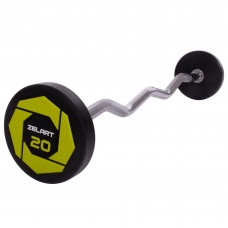 Штанга фіксована вигнута поліуретанова Zelart Urethane Barbell TA-2690-20 довжина-104см 20кг чорний-салатовий