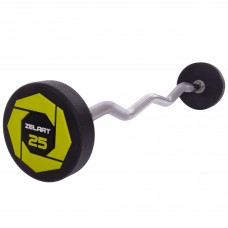 Штанга фіксована вигнута поліуретанова Zelart Urethane Barbell TA-2690-25 довжина-106см 25кг чорний-салатовий