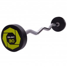 Штанга фіксована вигнута поліуретанова Zelart Urethane Barbell TA-2690-30 довжина-107см 30кг чорний-салатовий