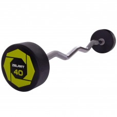 Штанга фіксована вигнута поліуретанова Zelart Urethane Barbell TA-2690-40 довжина-111см 40кг чорний-салатовий