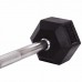 Штанга фіксована вигнута прогумована Rubber Hexagon Barbell Zelart TA-6231-15 довжина-95см 15кг чорний