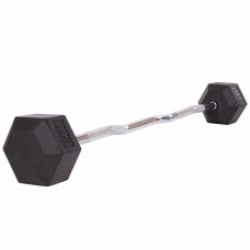 Штанга фіксована вигнута прогумована Rubber Hexagon Barbell Zelart TA-6231-35 довжина-95см 35кг чорний